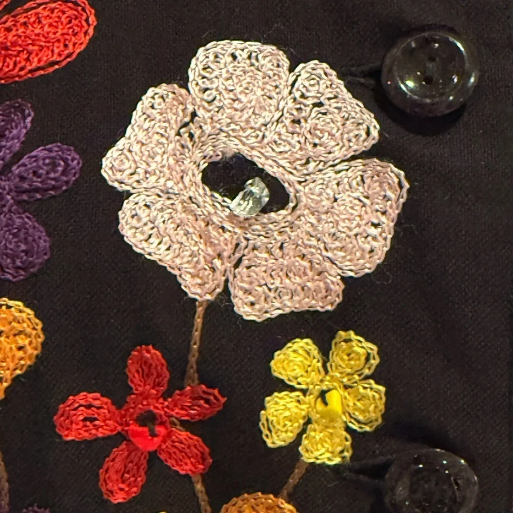 ANAGE Embroidered Floral Cotton Jacket Shirt | Size M